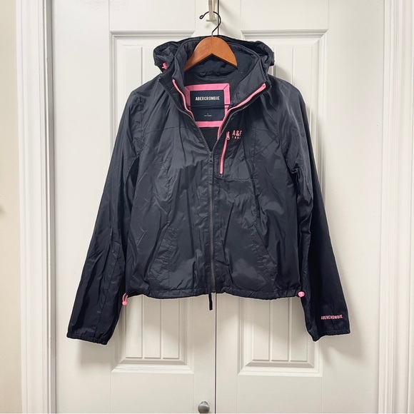 Abercrombie & Fitch Navy Hooded Rain Jacket - L - Picture 1 of 11